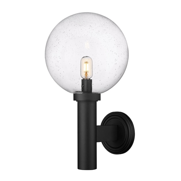 Z-Lite Laurent Outdoor Wall, 1-Light, 12 In.W x 13 In.L x 22.5 In.H, Black/Clear Seedy 599B-BK - main